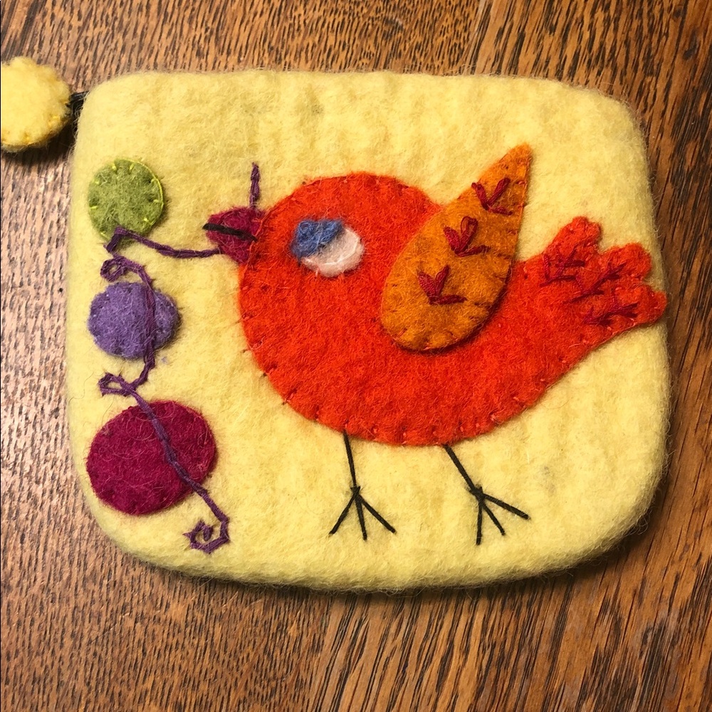 Colorful Felted Wool Bird Pouches Made in Nepal - Set of 2 - Picture 8 of 13